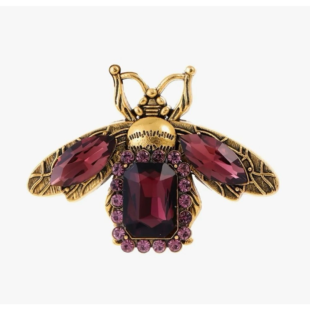 🐝 NEW antique style sweet purple honeybee crystal brooch 🐝